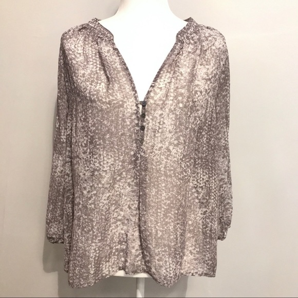 ZOA New York Tops - ZOA New York Snakeskin Print Blouse Gray XS Sheer